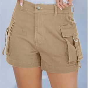 Luvamia Women's Tan Cargo Shorts
